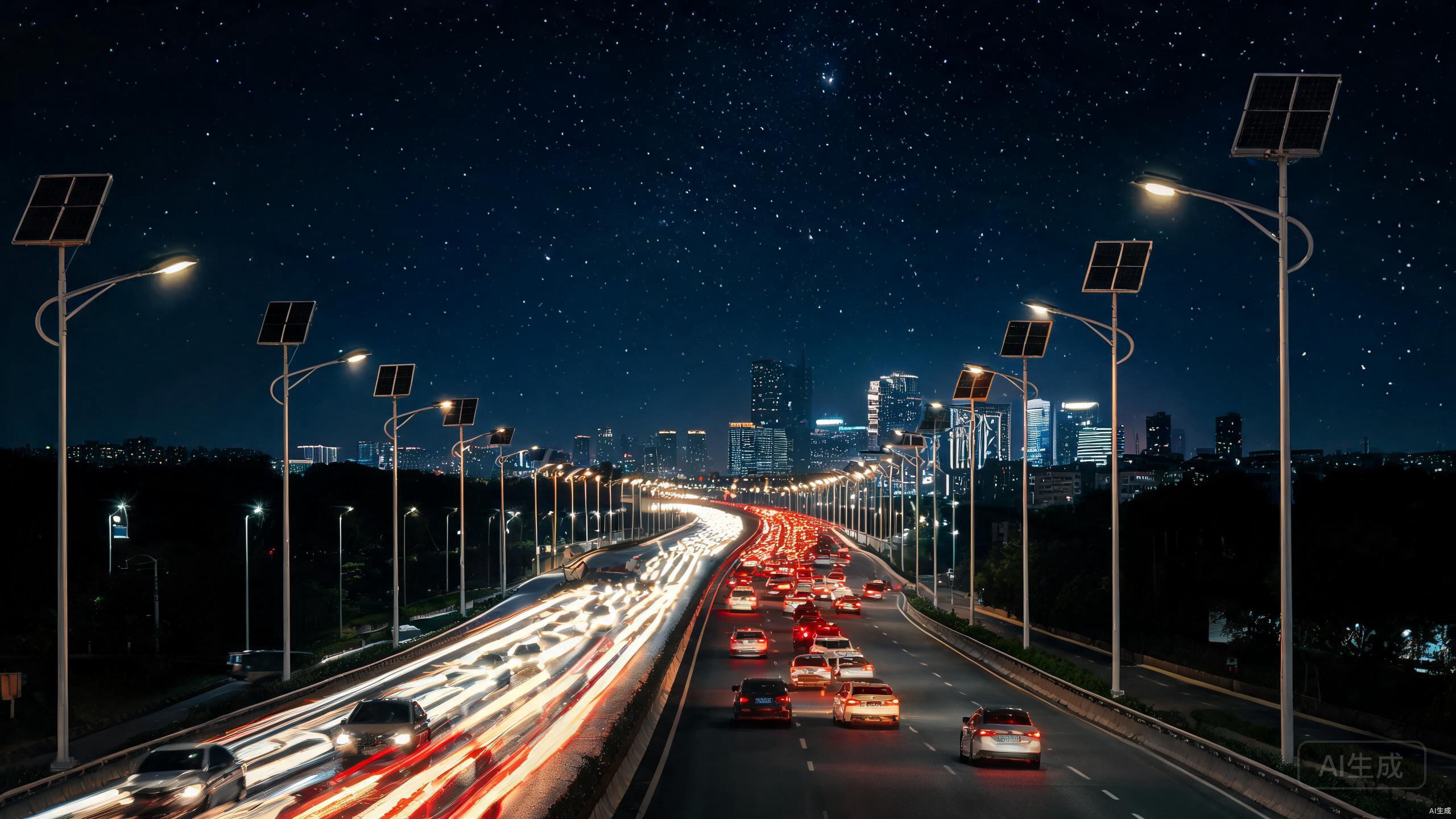 Solar road lighting installation