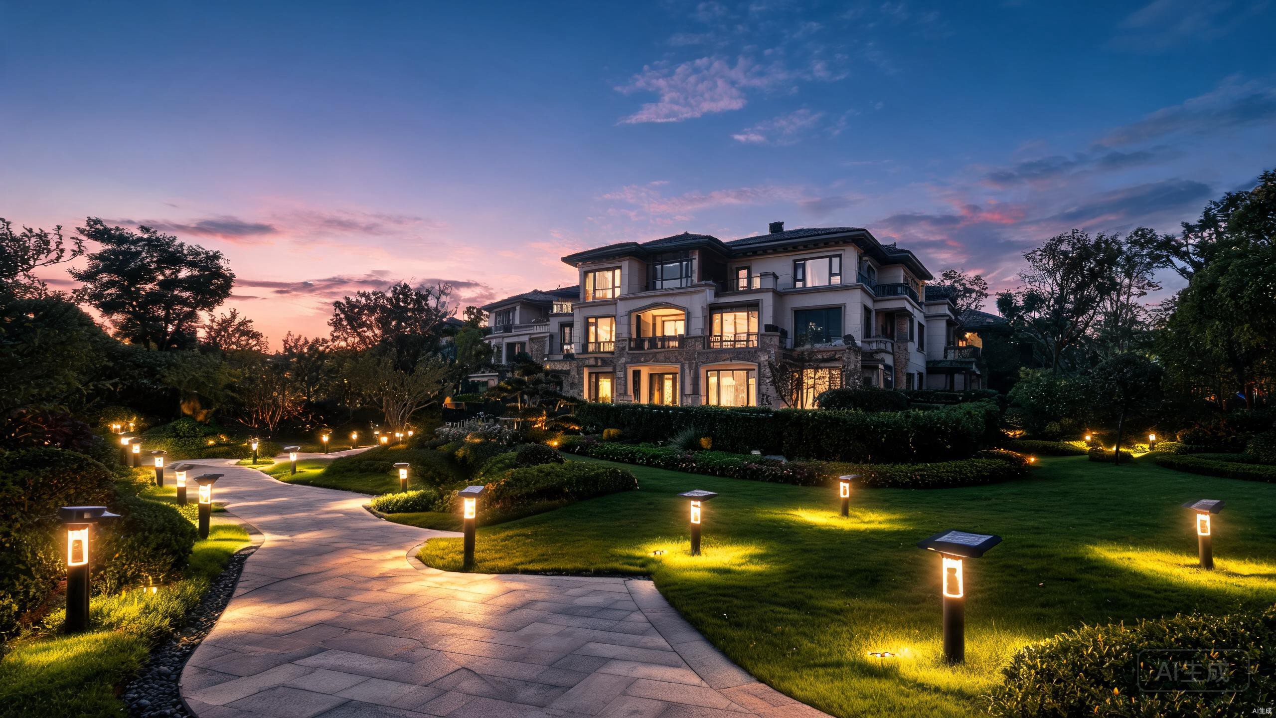 Villa garden solar lighting